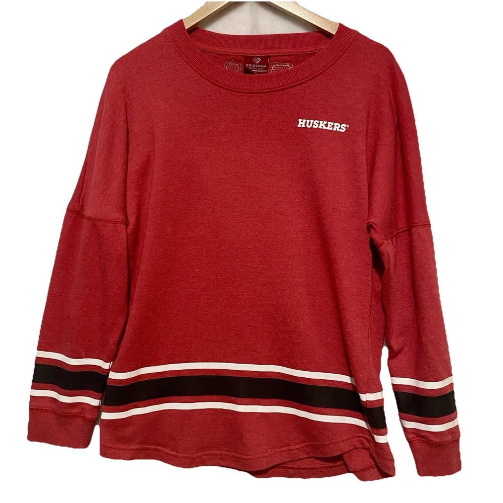 Colosseum Women's Huskers Size Small Sequin Graphic‎ Red Sweatshirt